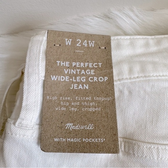 NWT Madewell The Perfect Vintage Wide-Leg Crop Jean Perfect White Size 24W - Picture 7 of 15